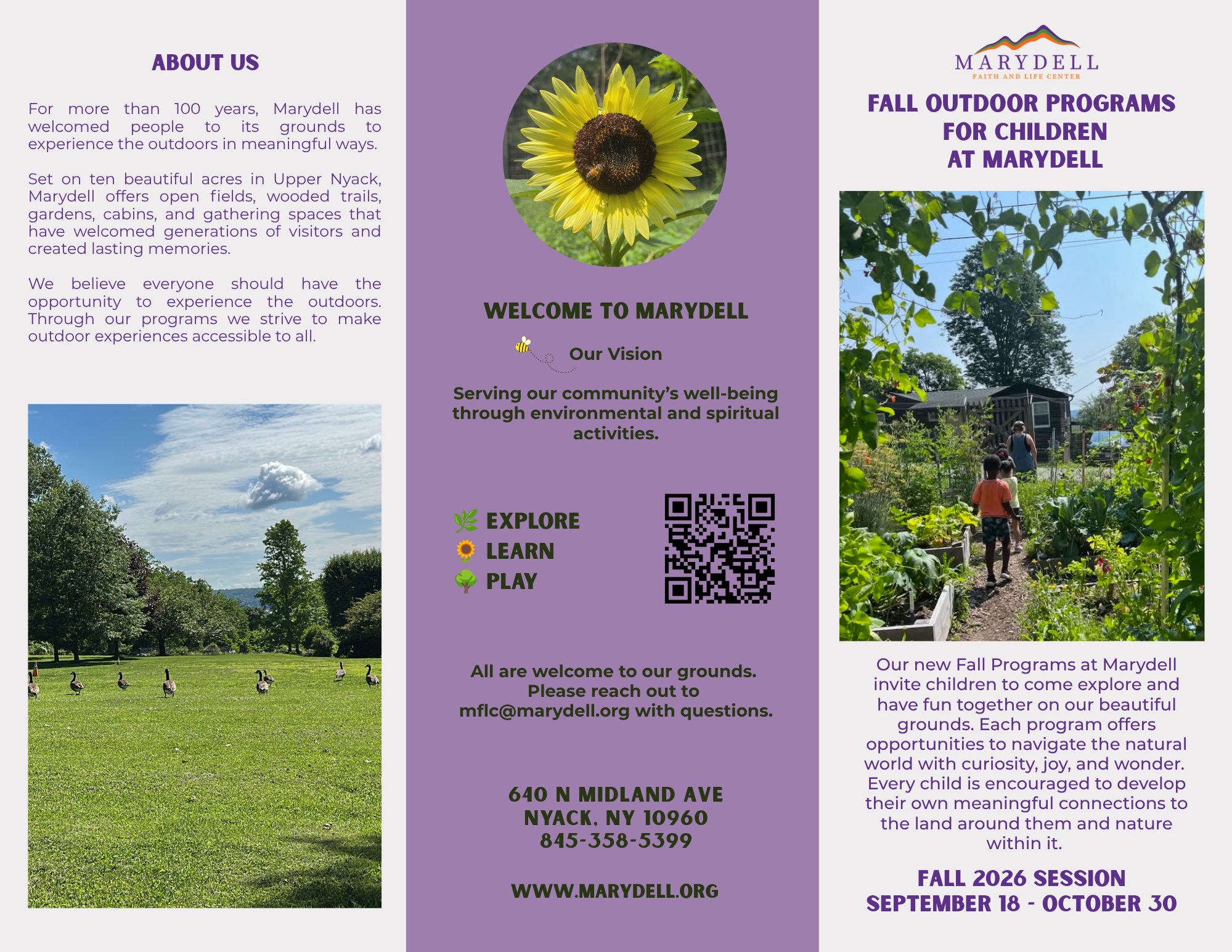 Outdoor Programs Trifold Brochure